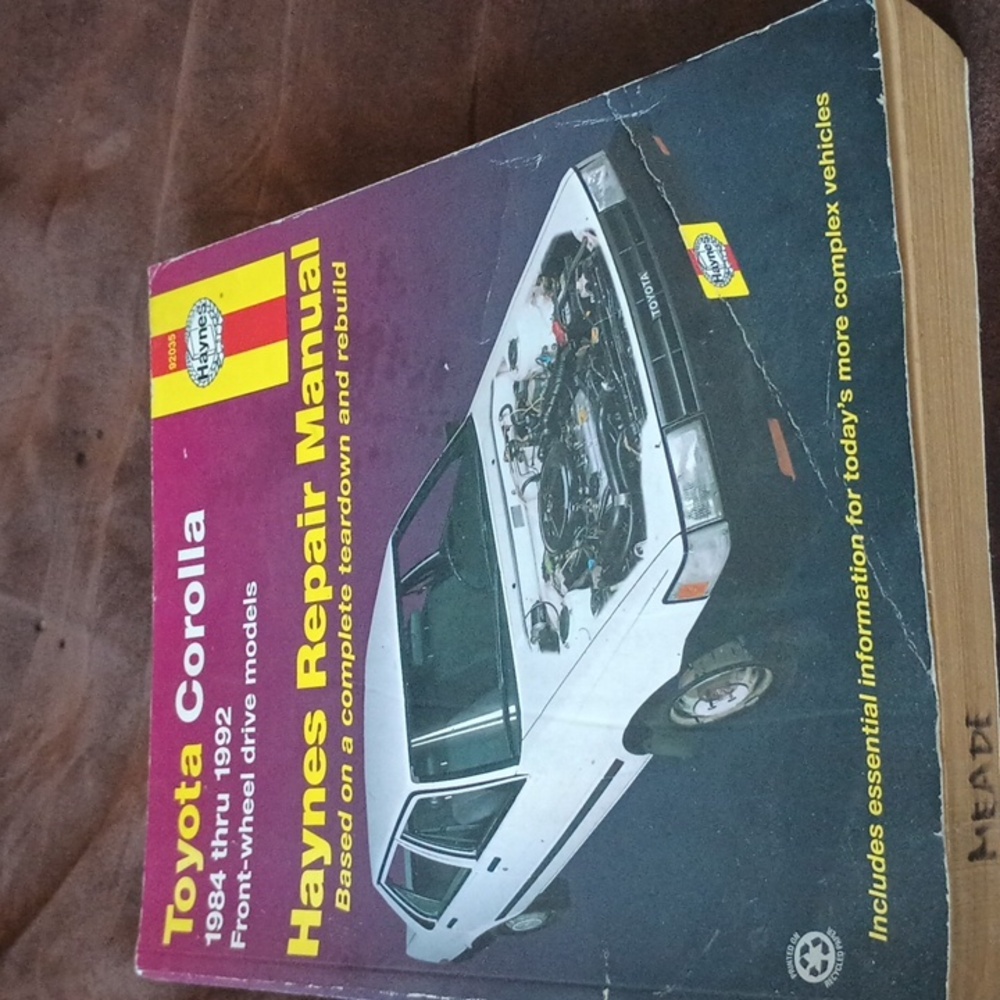 Haynes repair manual Toyota Corolla 1984 thru 1992